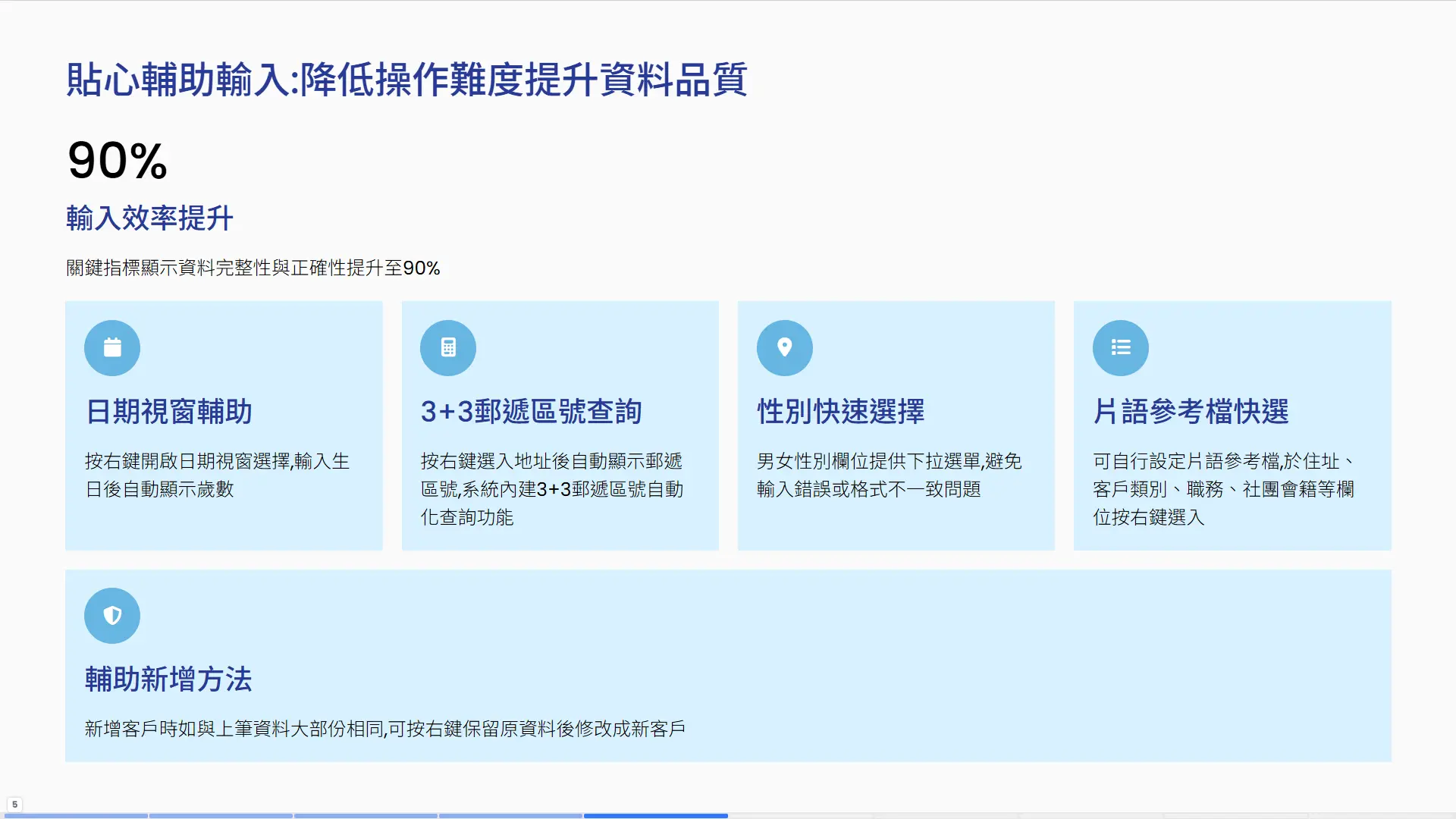CRM貼心輔助輸入功能-日期視窗3+3郵遞區號查詢片語參考檔輸入效率提升90%