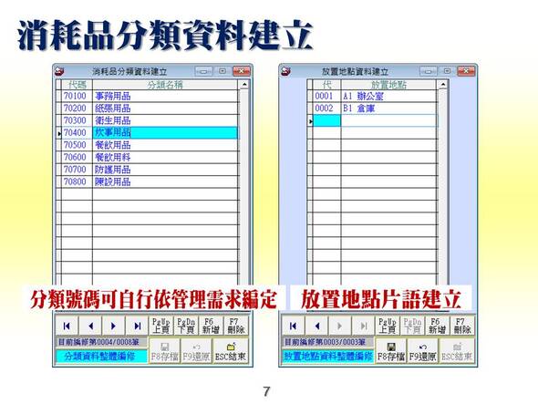 分類類別與放置地點設定-消耗品管理系統-普大軟體