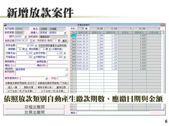 快速新增放款案件
-放款管理系統
-普大軟體