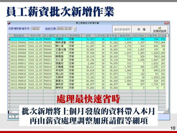 員工薪資資料可以批次產生，不須逐筆操作-薪資管理系統-普大軟體