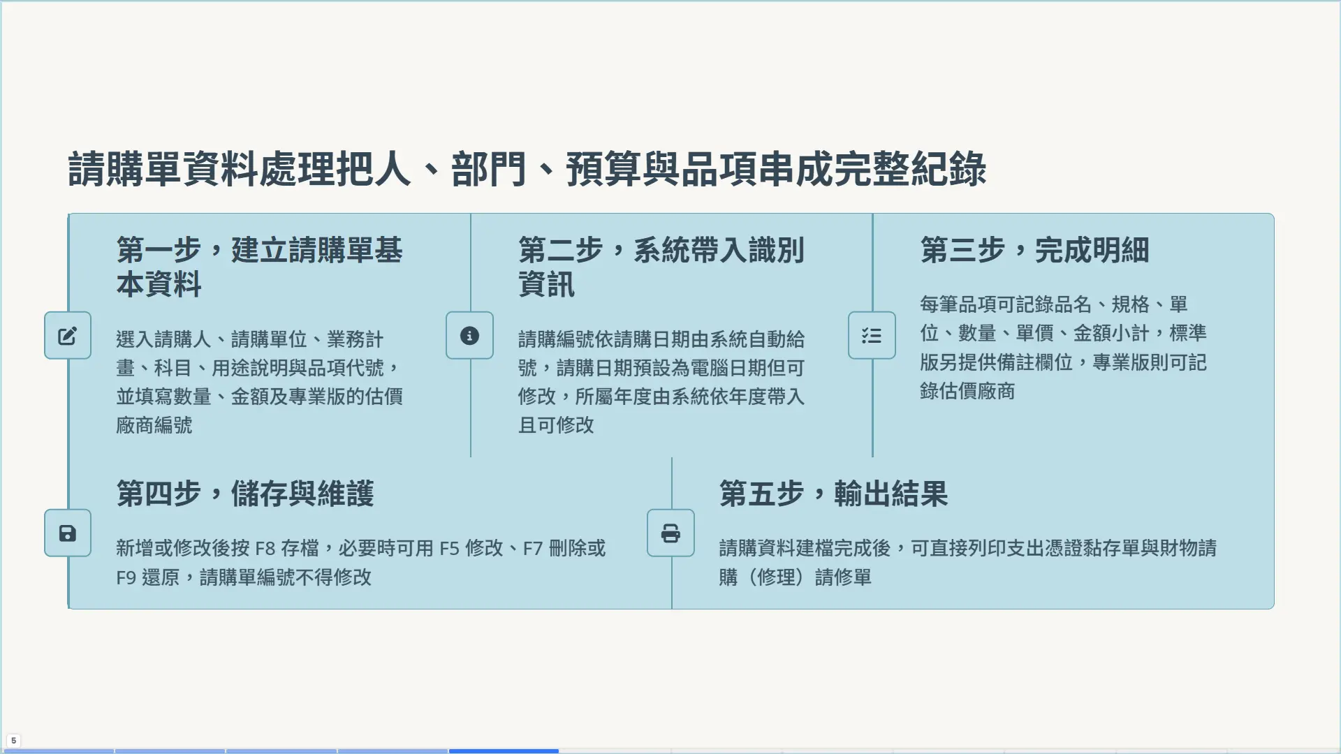 PU92 請購單資料處理五步驟流程圖 - 第 5 頁