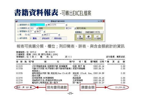 書籍的基本資料報表也可以利用EXCEL整批轉出，包含內容簡介欄位-圖書館自動化管理系統-普大軟體