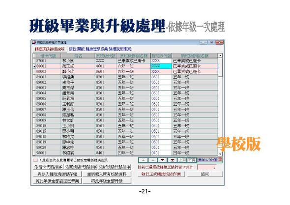 圖書館管理系統-學生畢業升級換班作業處理