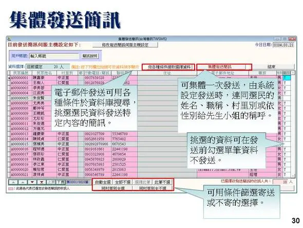 簡訊群發功能