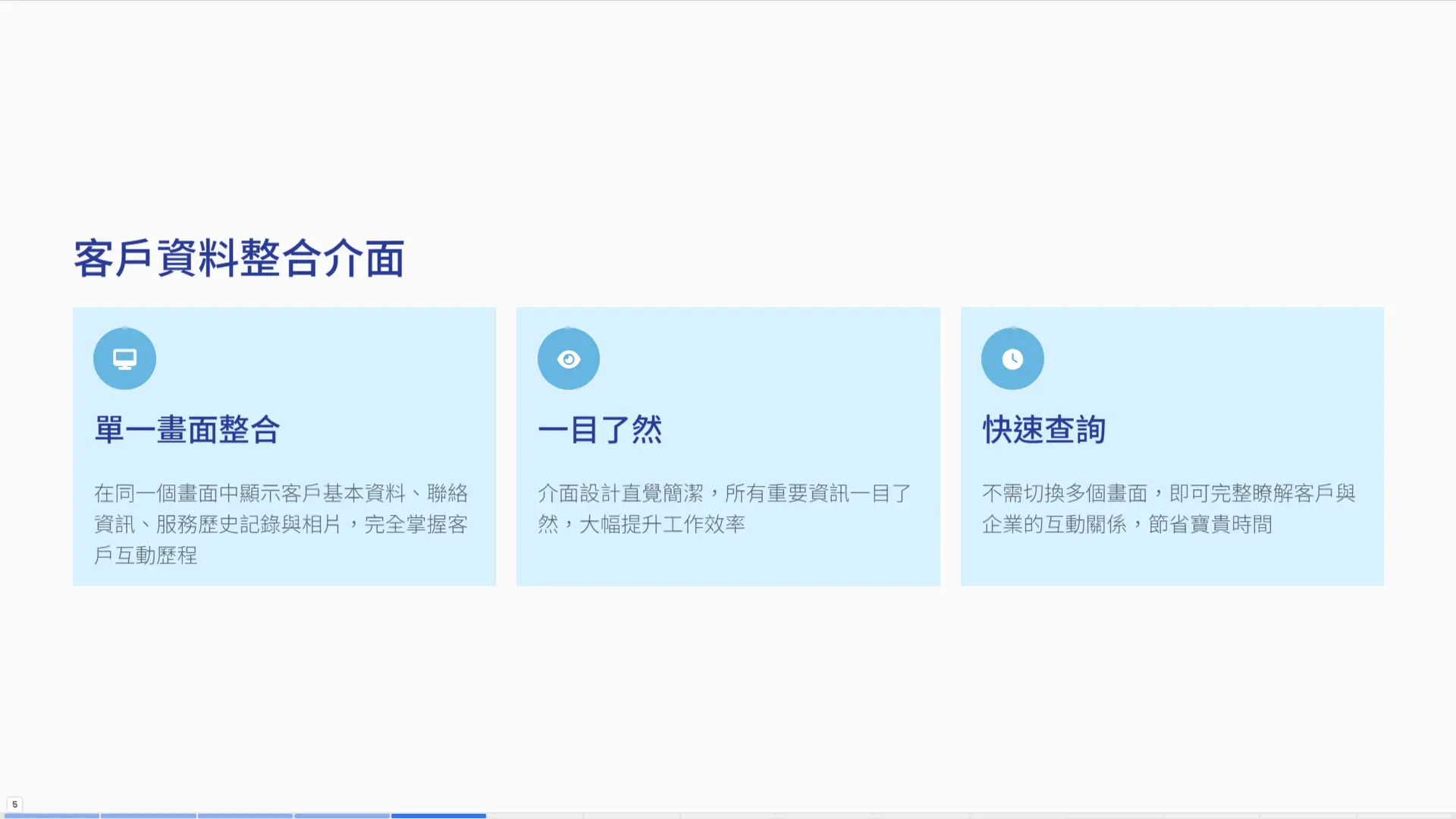 客戶資料整合介面截圖-單一畫面顯示客戶資訊與服務歷史記錄