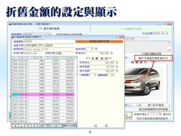 折舊金額的設定與顯示-資產設備管理系統-普大軟體