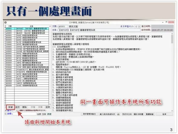 只有一個管理畫面【DM8L】文件管理系統
-普大軟體