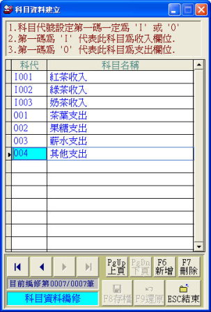 可設定無限的收支科目