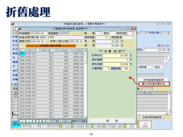 折舊提列處理-財產目錄管理系統-普大軟體