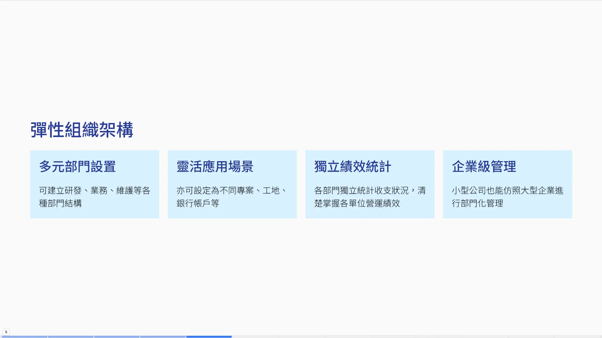 組織架構圖展示研發部、業務部、維護部等多元部門結構，說明SA92系統支援虛擬部門設置、專案工地管理、銀行帳戶分類，各部門獨立統計收支績效的功能