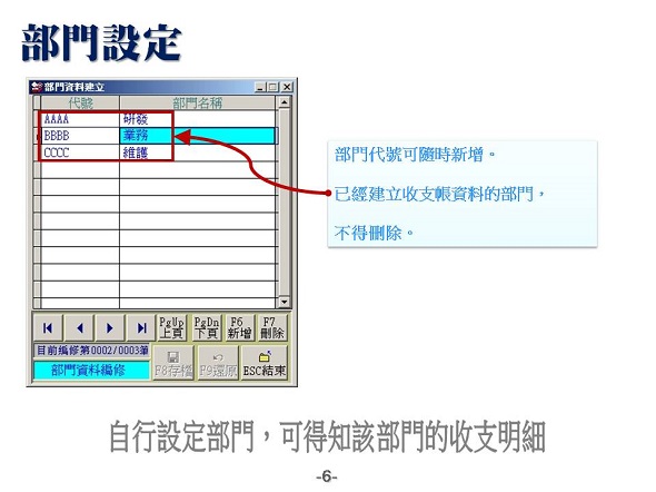 部門設定-專案設定-工地設定-帳戶設定-流水帳管理系統-普大軟體