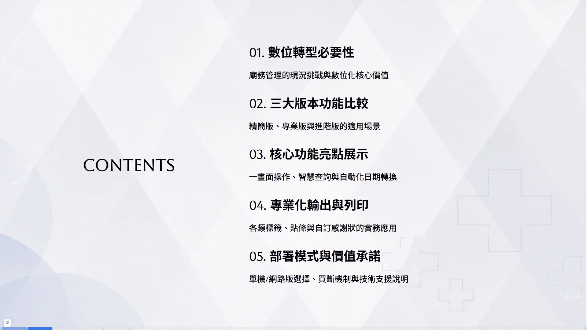 TU92 簡報五大章節目錄