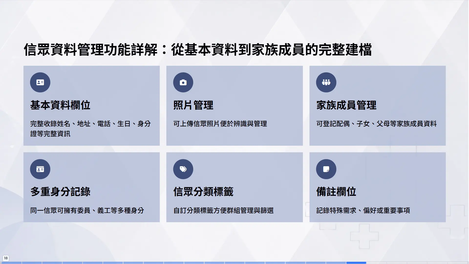 信眾資料六大功能詳解