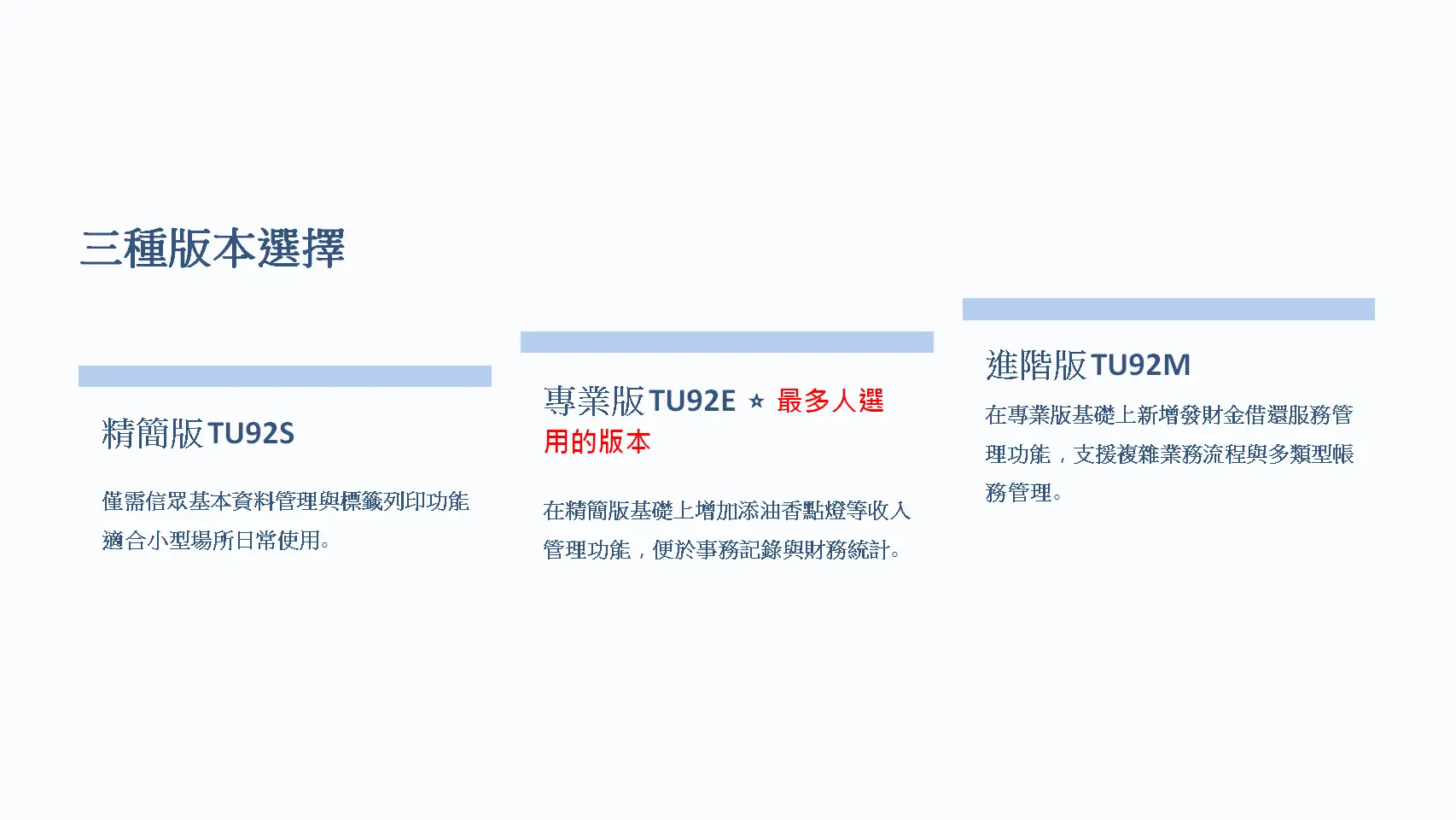 三種版本選擇