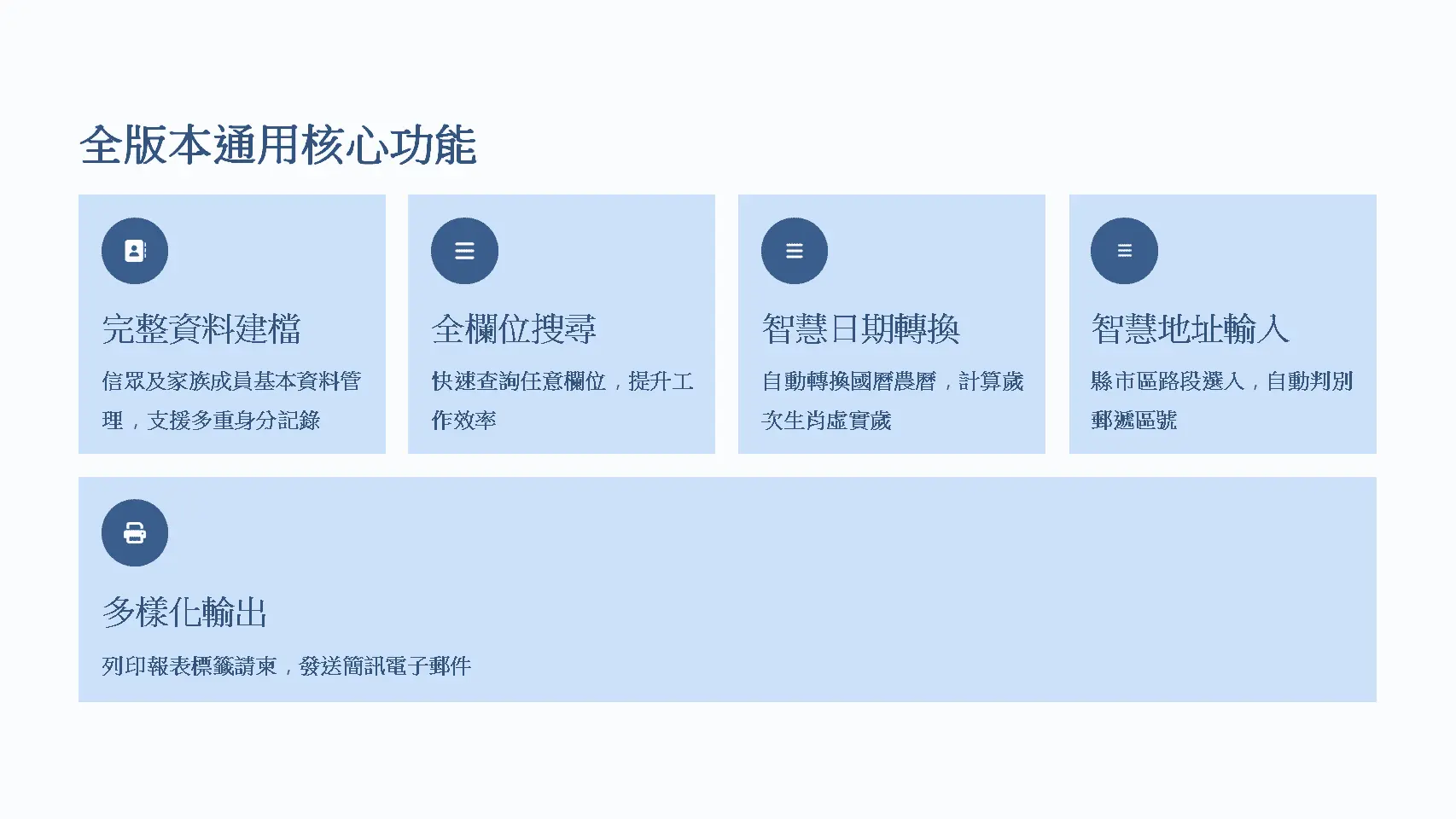 全版本通用核心功能展示